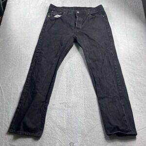 Levis 501 Straight Leg Button-Fly Washed Black Jeans 38x30* Red Tab